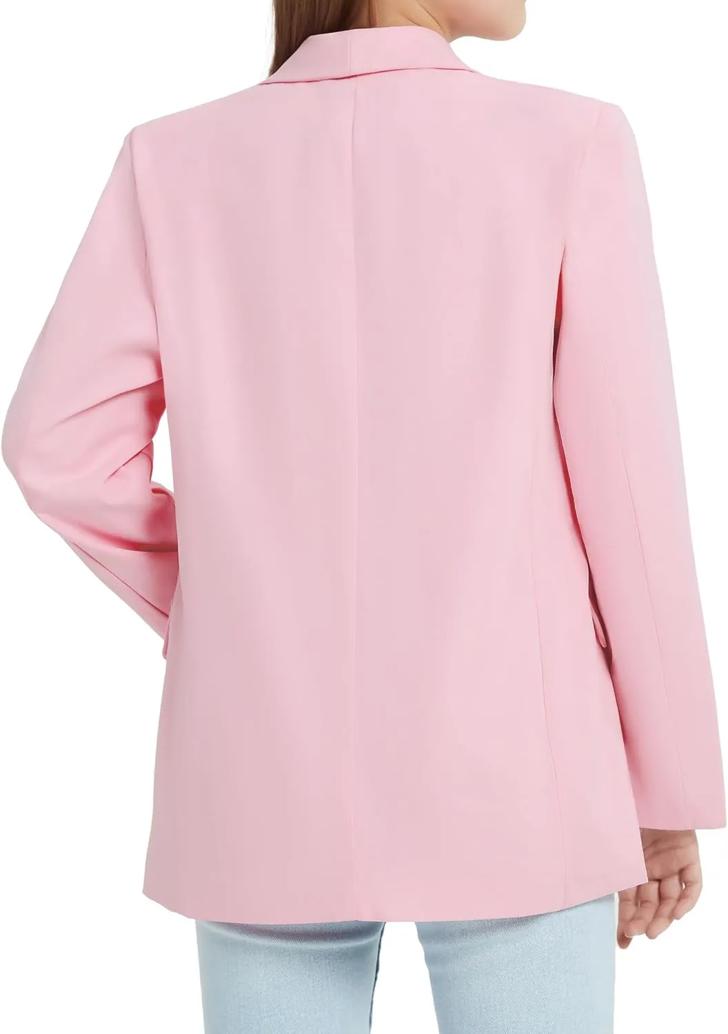 EXARUS Girls Blazer Long Sleeve Shawl Collar Formal Blazers Suit Jacket Open Front Inner Pocket for Kids Size 6-12 Year
