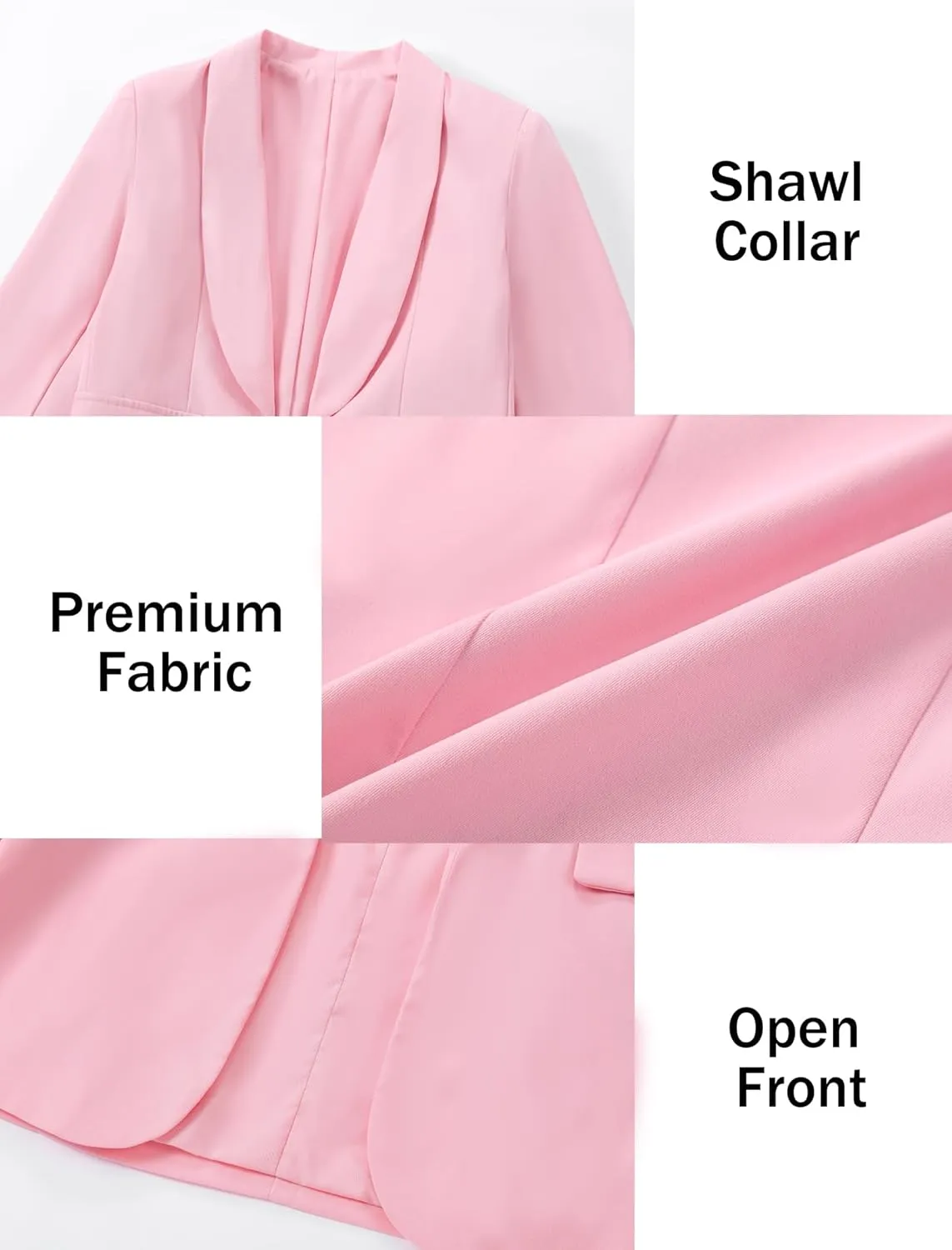 EXARUS Girls Blazer Long Sleeve Shawl Collar Formal Blazers Suit Jacket Open Front Inner Pocket for Kids Size 6-12 Year