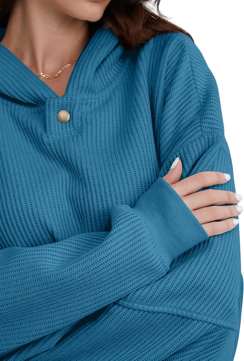 FAIABLE Womens Hoodies Oversized Sweatshirts Button Hooded Pullover Sweatshirt Long Sleeve Casual Tops 2025