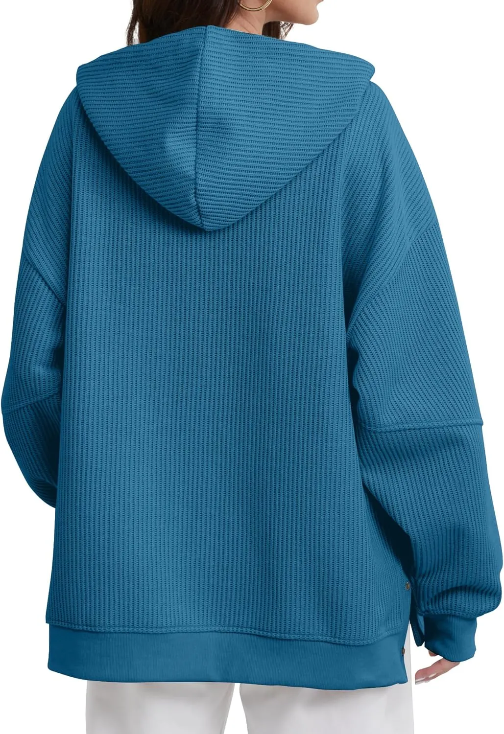 FAIABLE Womens Hoodies Oversized Sweatshirts Button Hooded Pullover Sweatshirt Long Sleeve Casual Tops 2025