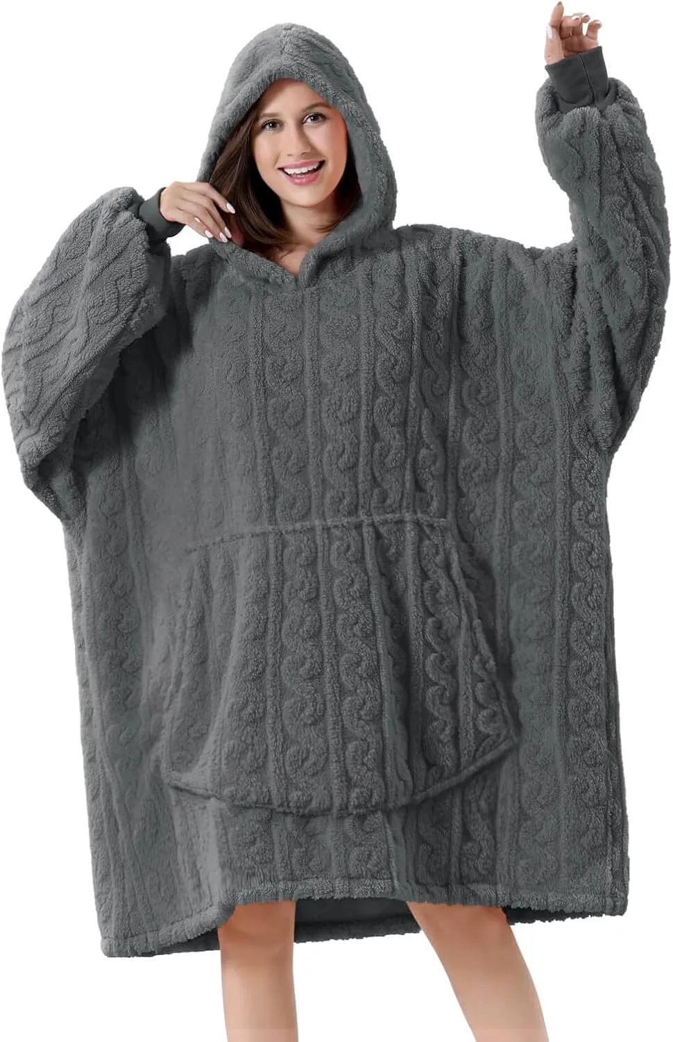FestiCorp Oversized Blanket Hoodie for Adults - Extra Long Wearable Sweatshirt with Giant Sleeve, Hood and Pocket