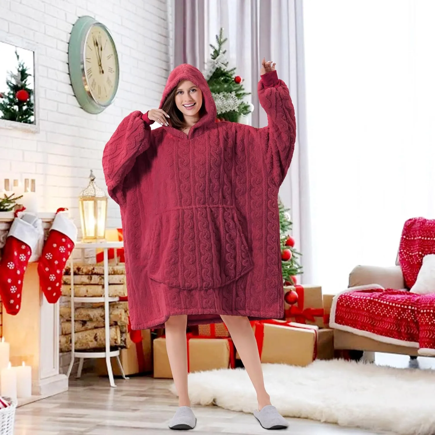 FestiCorp Oversized Blanket Hoodie for Adults - Extra Long Wearable Sweatshirt with Giant Sleeve, Hood and Pocket
