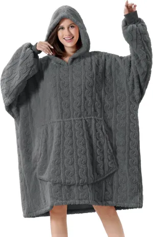 FestiCorp Oversized Blanket Hoodie for Adults - Extra Long Wearable Sweatshirt with Giant Sleeve, Hood and Pocket