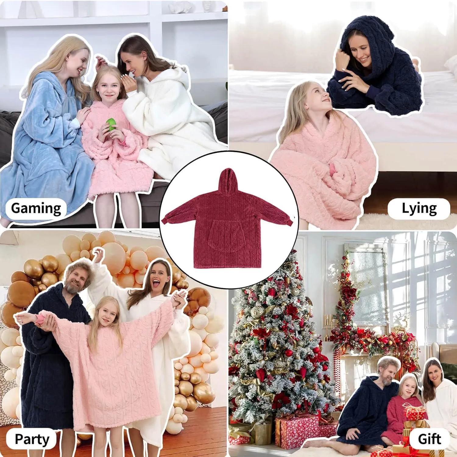 FestiCorp Oversized Blanket Hoodie for Adults - Extra Long Wearable Sweatshirt with Giant Sleeve, Hood and Pocket