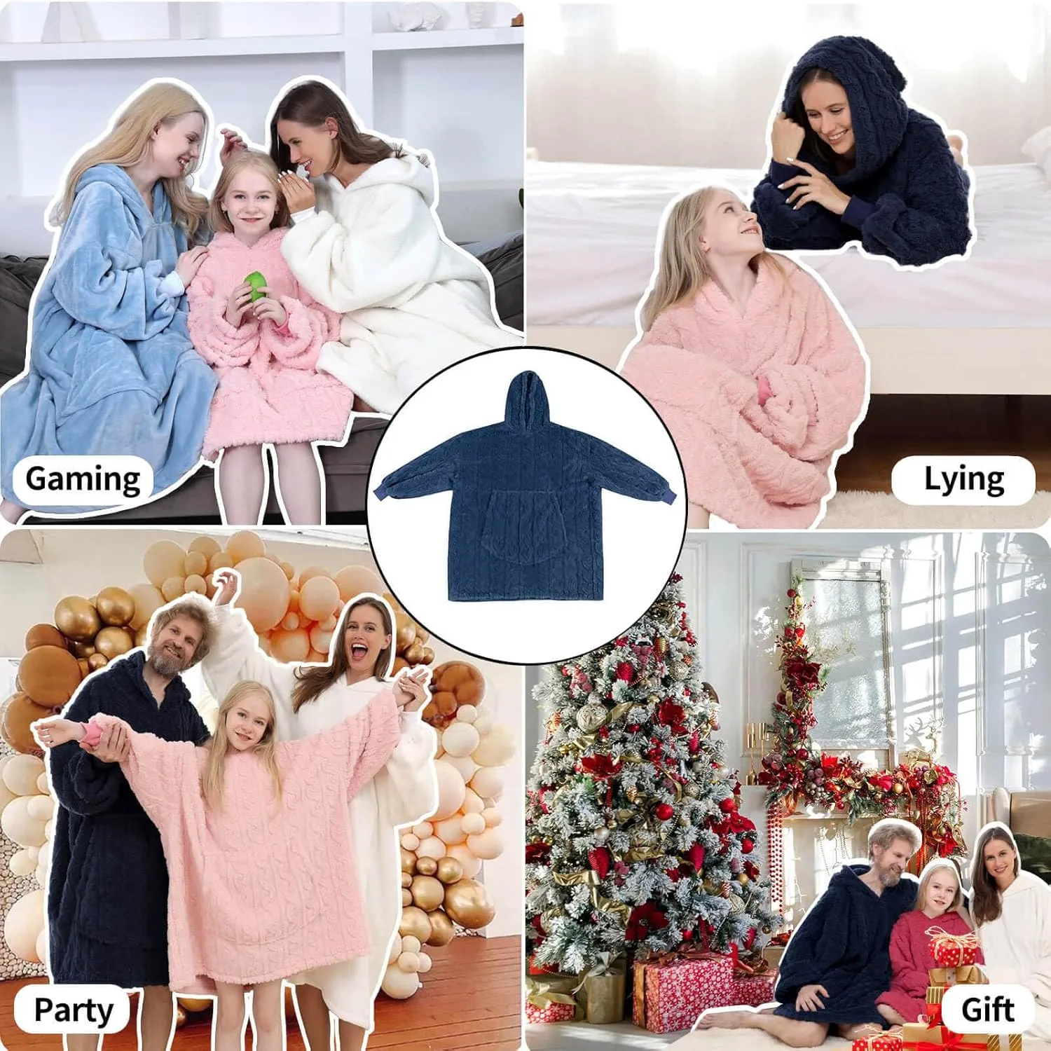 FestiCorp Oversized Blanket Hoodie for Adults - Extra Long Wearable Sweatshirt with Giant Sleeve, Hood and Pocket