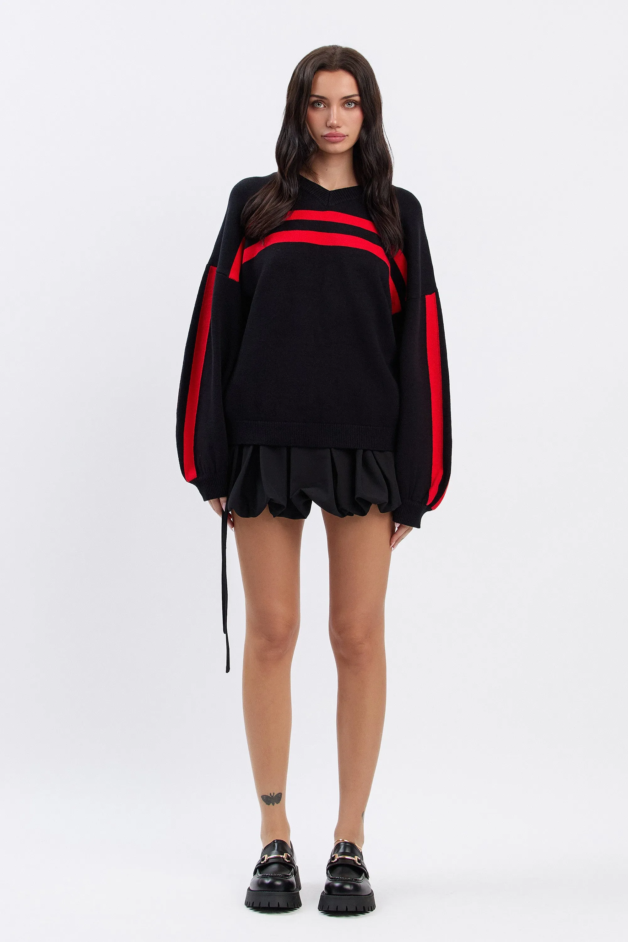 FIORE PLEATED BUBBLE SKORT - BLACK