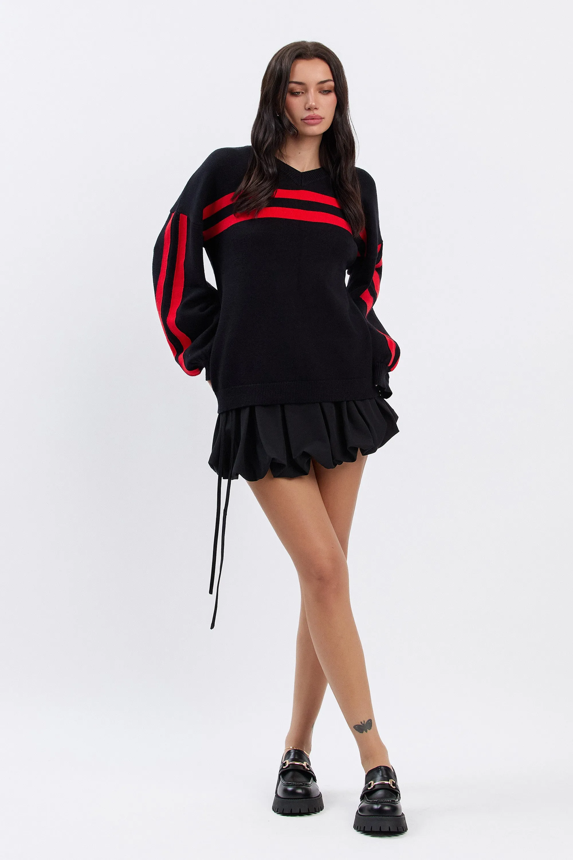 FIORE PLEATED BUBBLE SKORT - BLACK