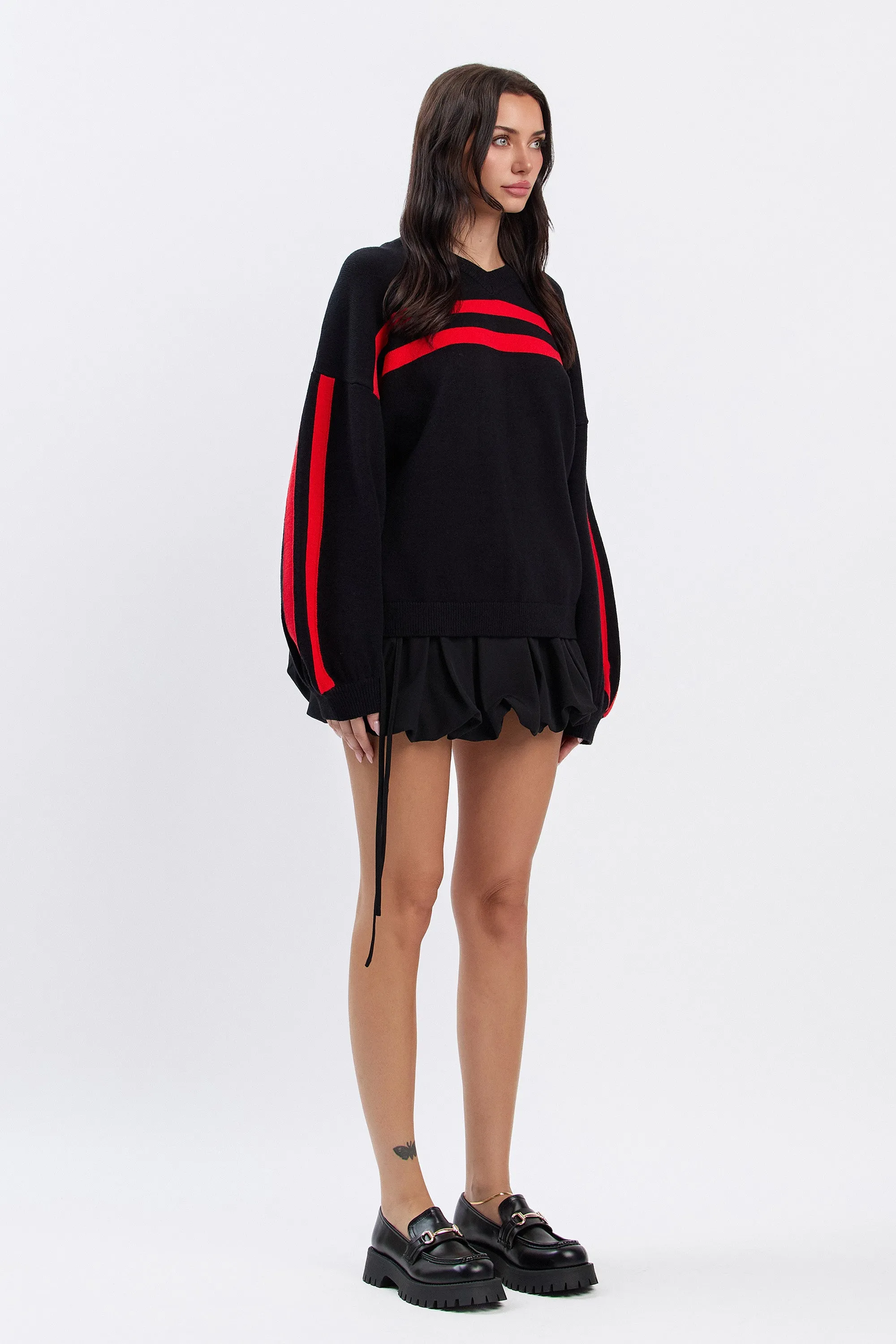 FIORE PLEATED BUBBLE SKORT - BLACK