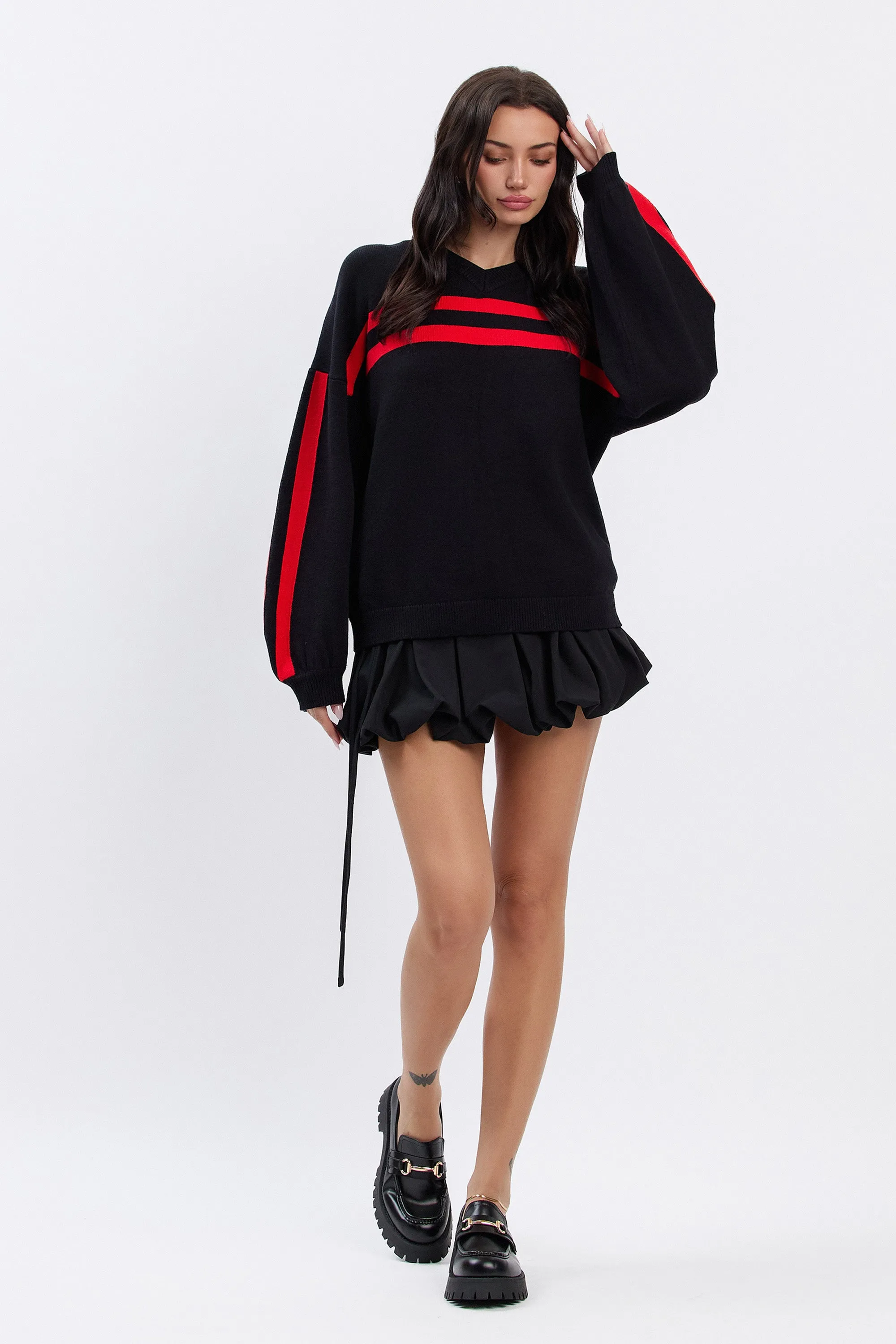 FIORE PLEATED BUBBLE SKORT - BLACK