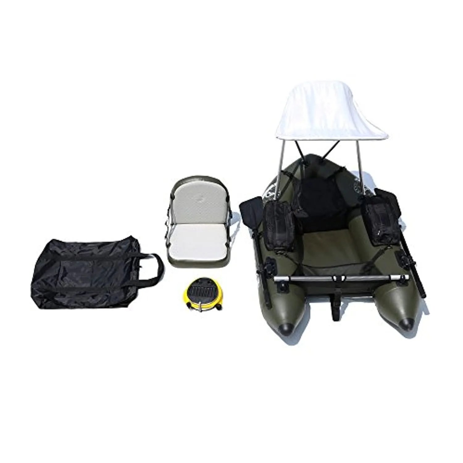 Fishing Inflatable Tube Boat with Detachable Seat and Awning Canopy Water Inflatable Rafts