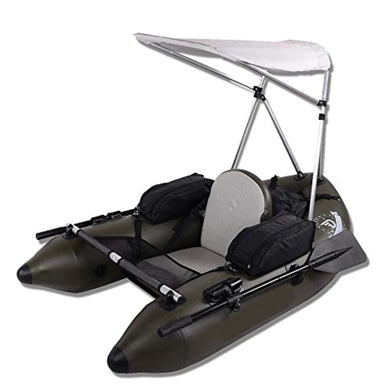 Fishing Inflatable Tube Boat with Detachable Seat and Awning Canopy Water Inflatable Rafts
