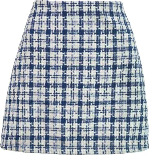 FZYLQY Women's High Waisted Houndstooth Skirts Colorblock Trendy Tight Warp Skirts Spring Summer Tweed Casual Short Skirt