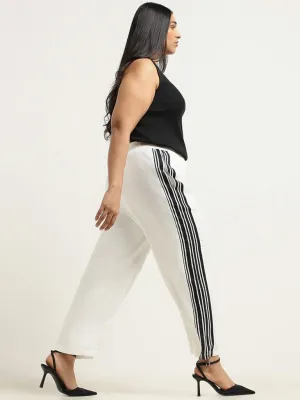 Gia White Striped Cotton Pants