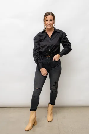 Gianna Twist Hem Button Front Top