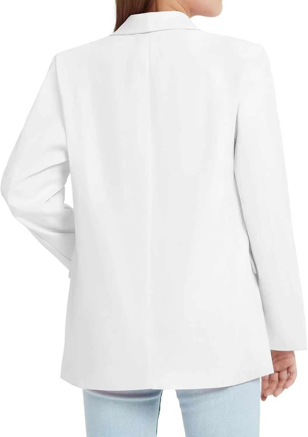 Girls Solid Blazer Jacket Long Sleeve Shawl Collar Open Front Inner Pocket Formal Blazers for Kids Size 3-14 Year
