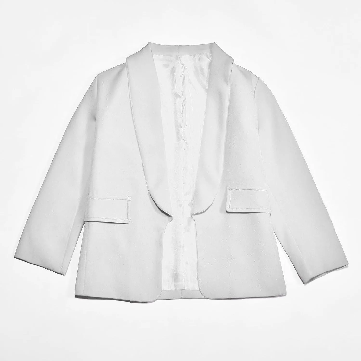 Girls Solid Blazer Jacket Long Sleeve Shawl Collar Open Front Inner Pocket Formal Blazers for Kids Size 3-14 Year