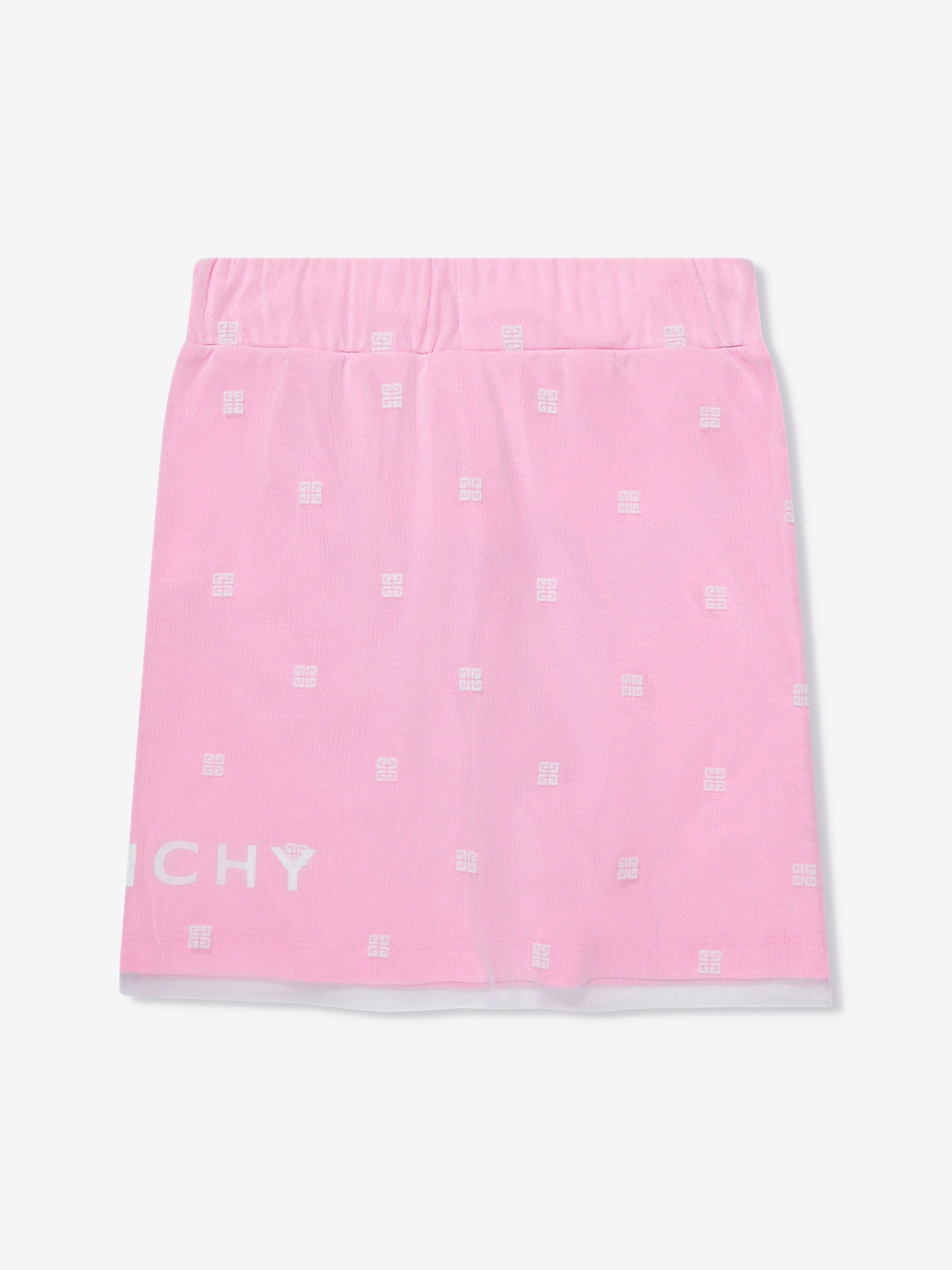 Givenchy Girls 4G Logo Mesh Skirt in Pink