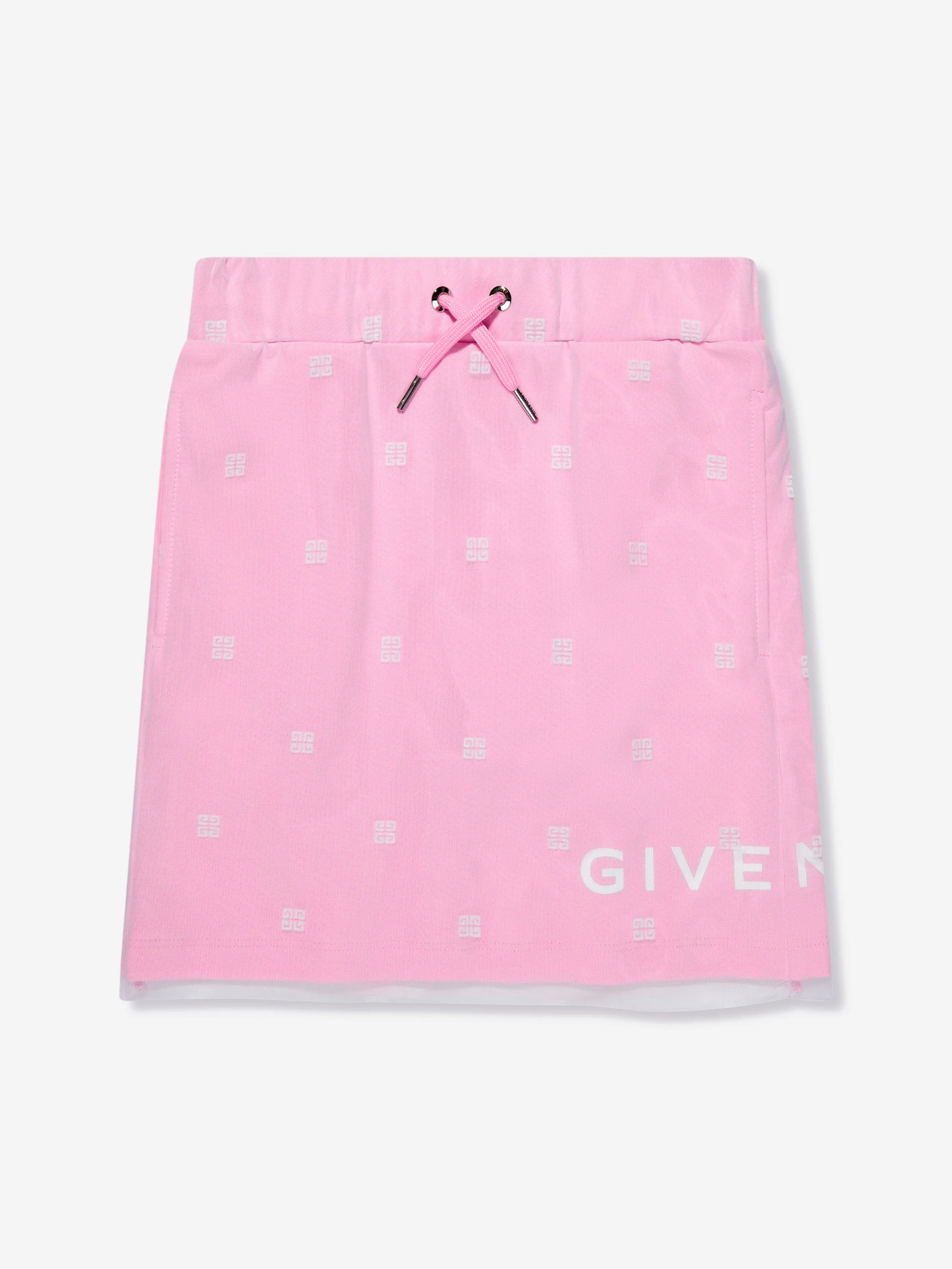 Givenchy Girls 4G Logo Mesh Skirt in Pink