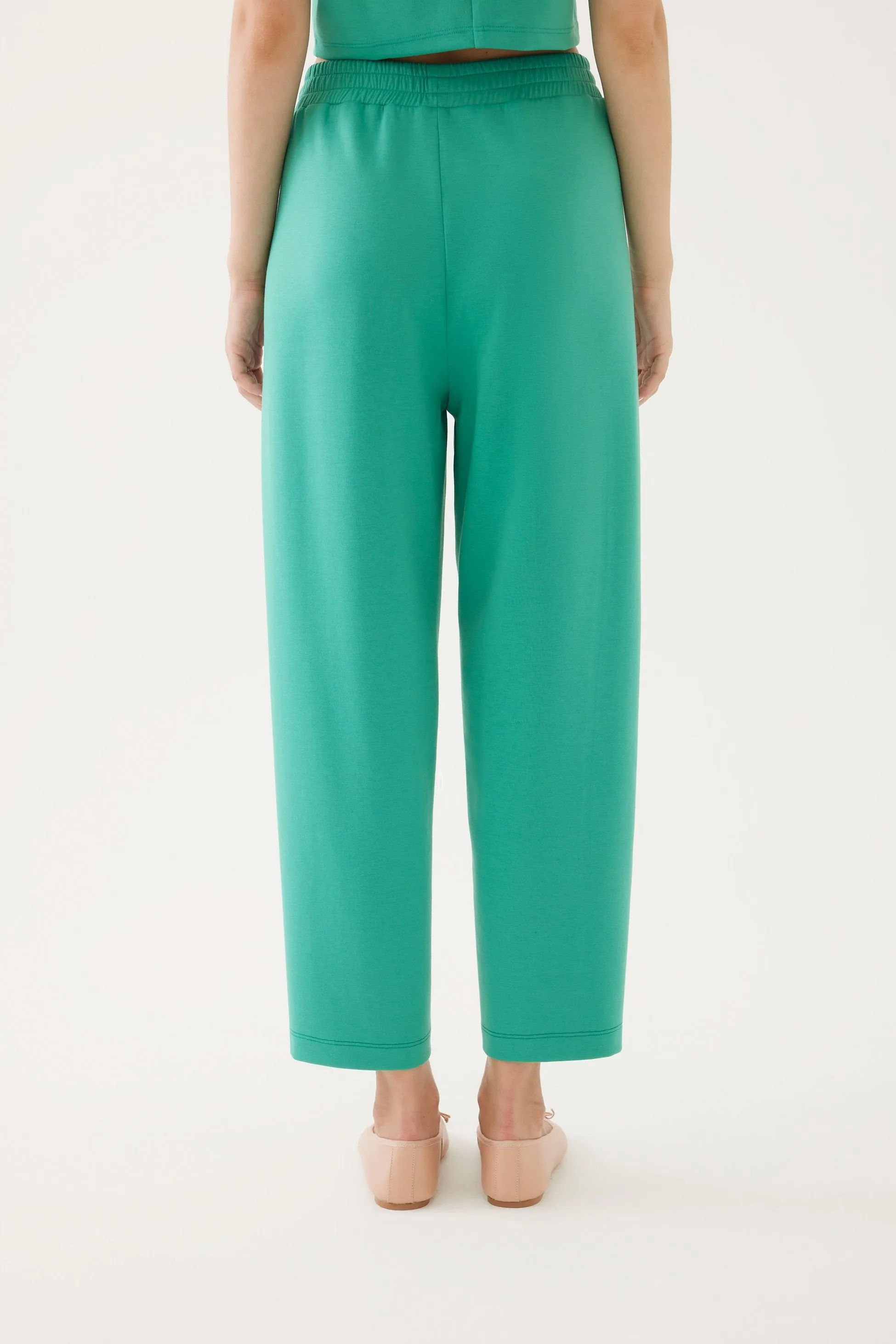 Green Elastic Waist Knit Pants