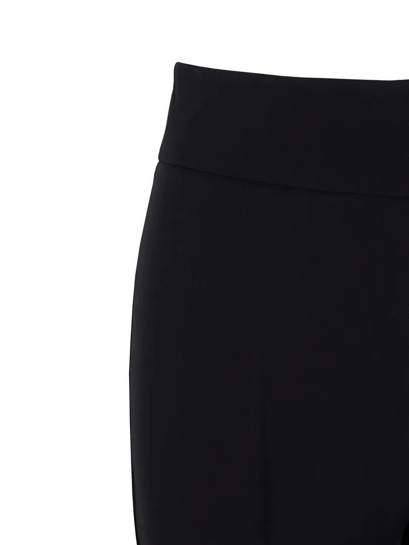 Hidden Zippered Loose Leg Flowing Pants - Black