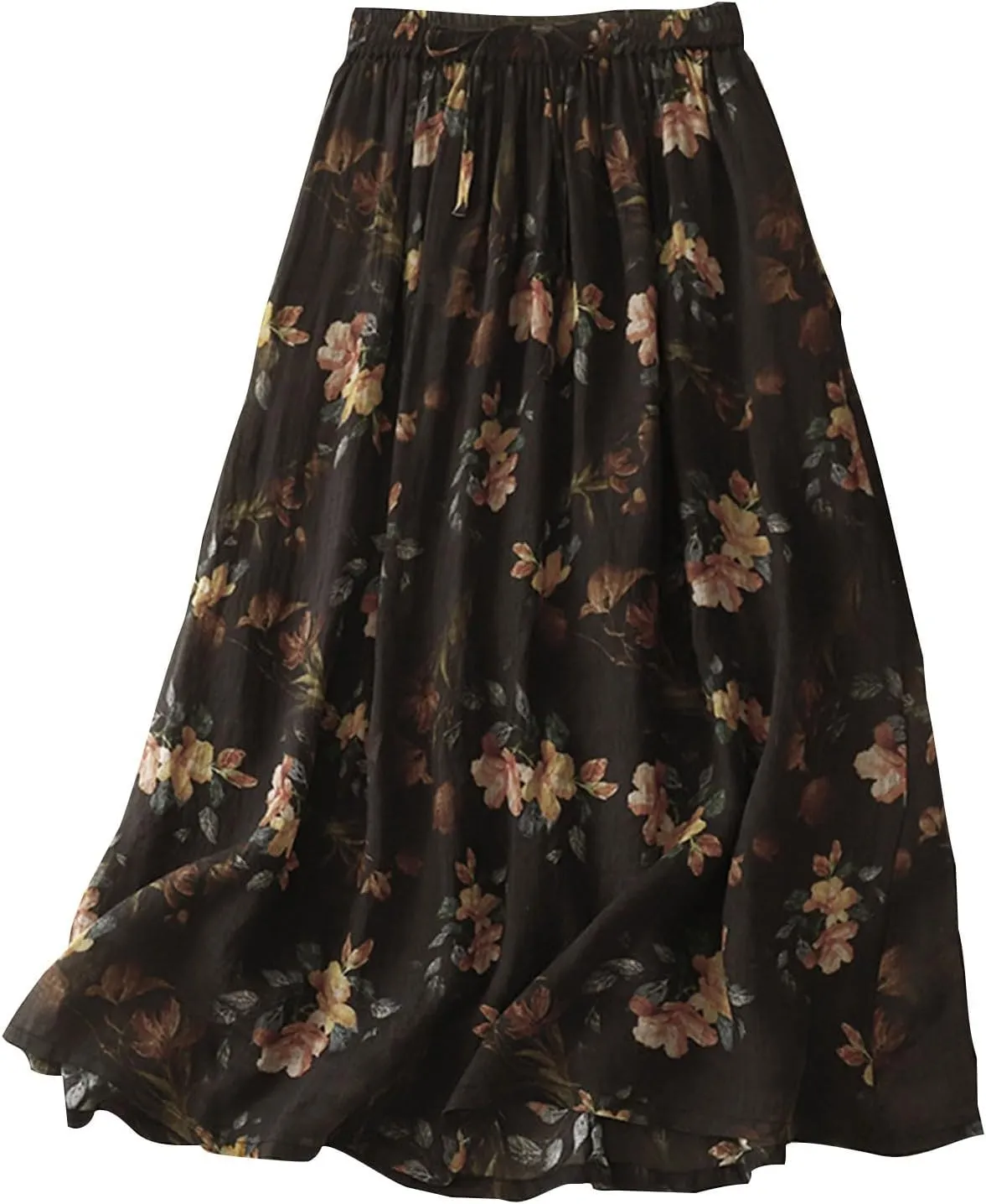 High Waisted Skirts for Womens Fashion Floral Print Midi Skirt Casual Flowy Maxi Skirts Half Dress Boho Skirts