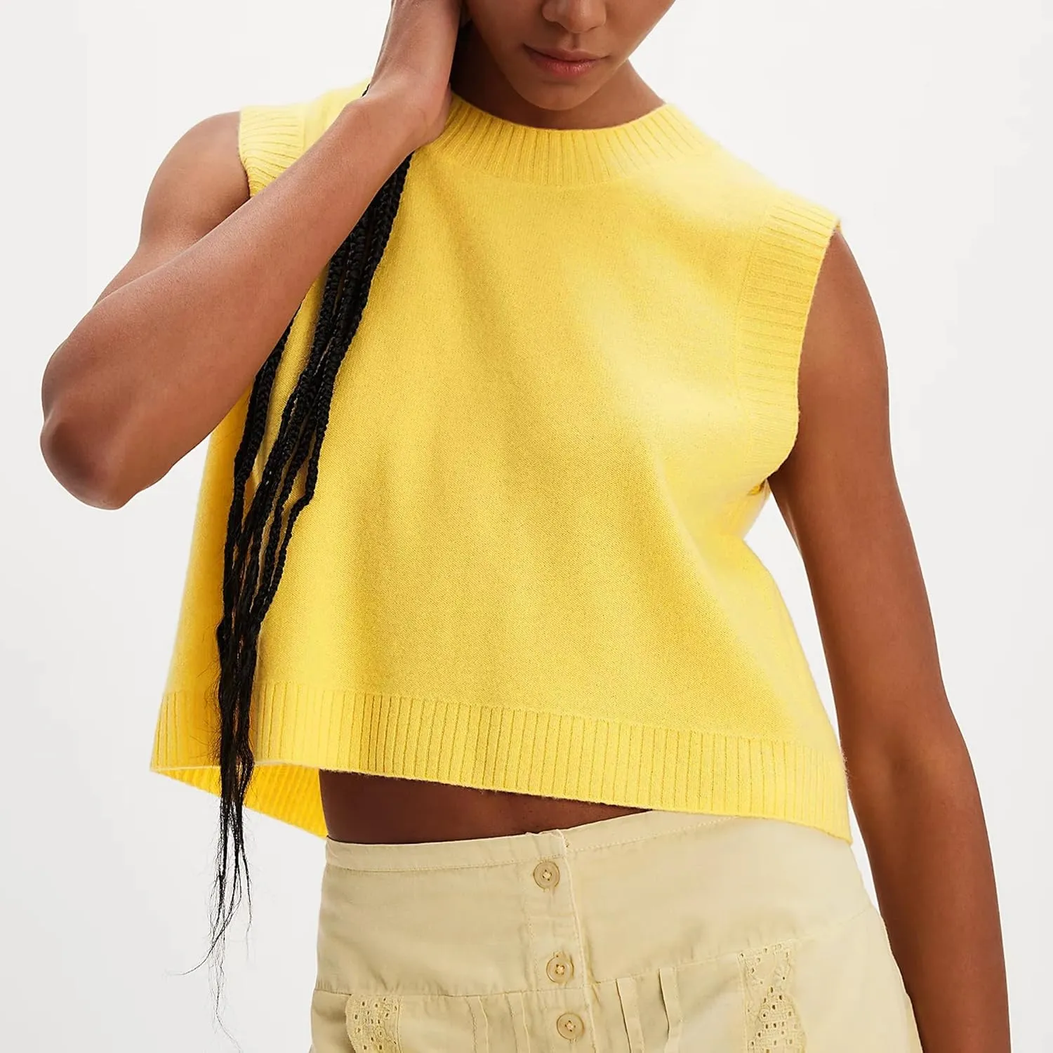 Hixiaohe Sleeveless Sweater Vest for Women Trendy Crewneck Knit Vests Cute Lightweight Pullover Tank Tops Casual Outfits