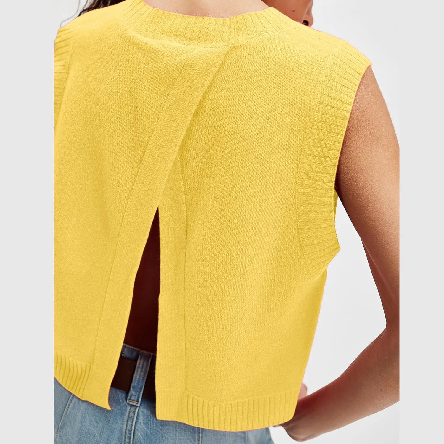 Hixiaohe Sleeveless Sweater Vest for Women Trendy Crewneck Knit Vests Cute Lightweight Pullover Tank Tops Casual Outfits