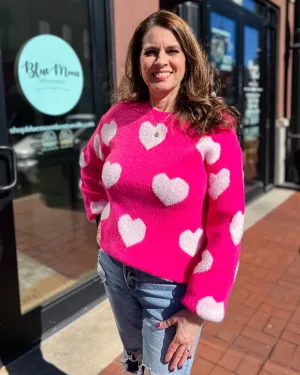 Hot Pink Heart Sweater