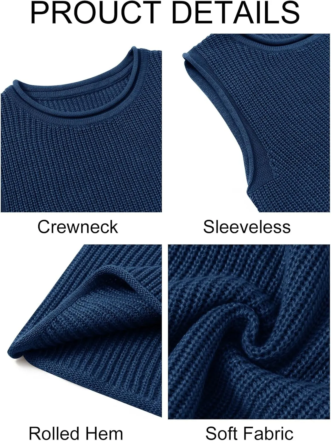 Imily Bela Womens Sleeveless Sweater Vest Casual Crewneck Loose Fit Knit Tank Tops Lightweight Trendy Summer Ribbed Pullover