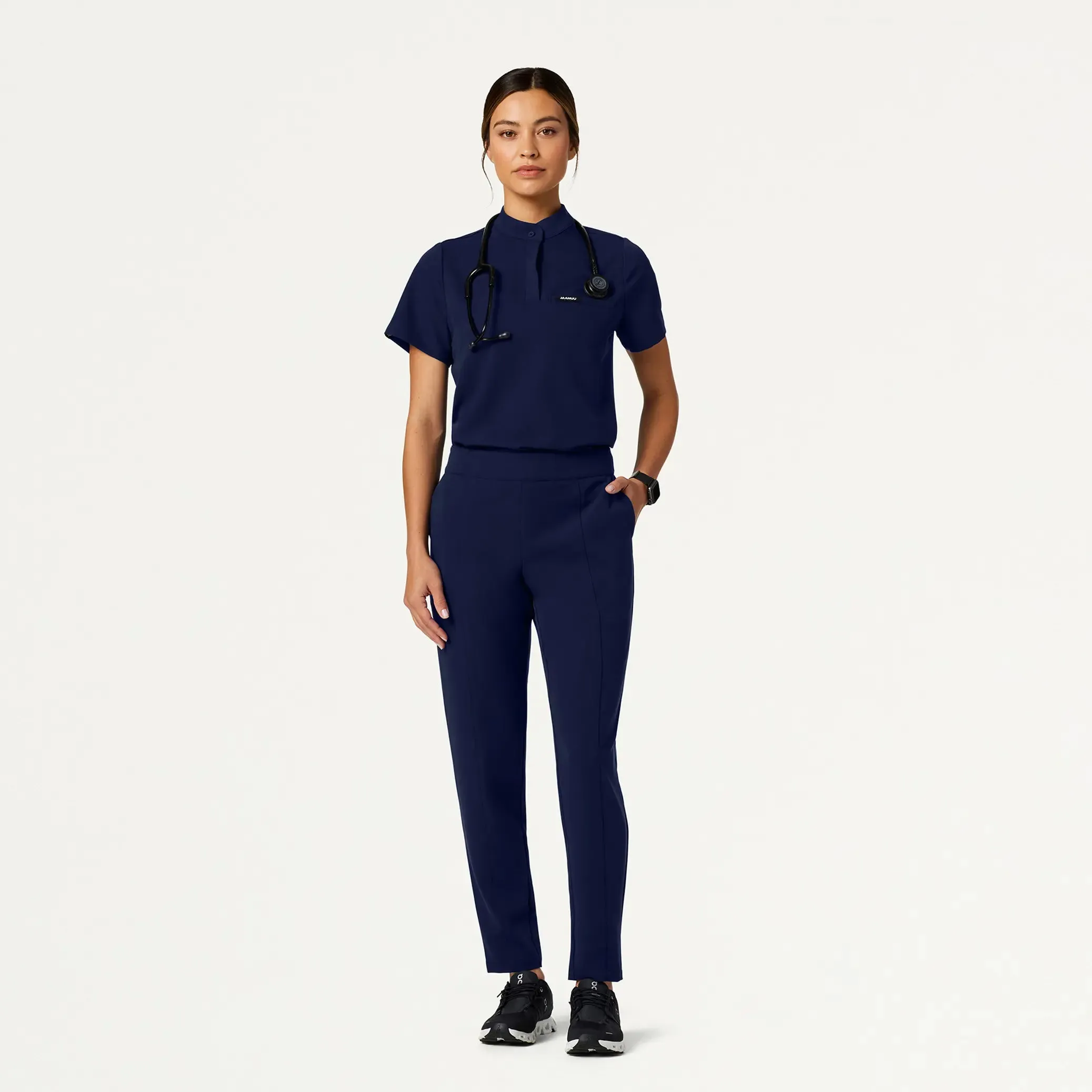 Jaanuu Women's Lio Tapered 5-Pocket Scrub Pant - Midnight Navy