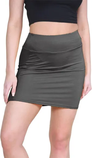 Janisramone Women's Mini Skirt | Elasticated High Waist Bodycon Micro Skirt Plain Pencil Stretchy Skirt for Women