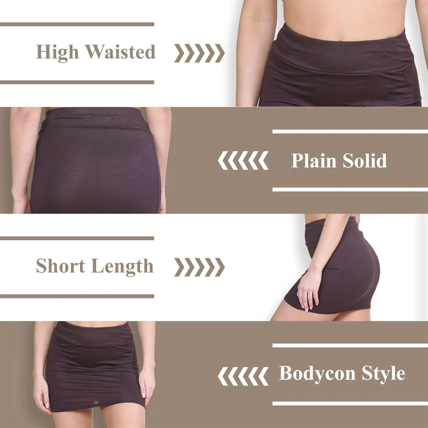 Janisramone Women's Mini Skirt | Elasticated High Waist Bodycon Micro Skirt Plain Pencil Stretchy Skirt for Women