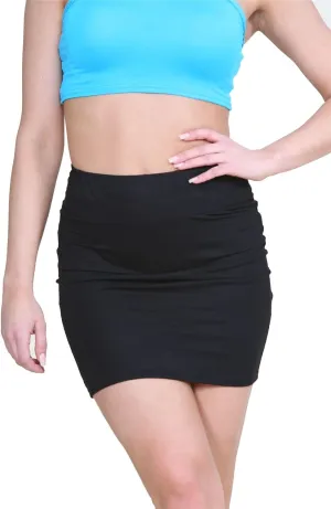 Janisramone Women's Mini Skirt | Elasticated High Waist Bodycon Micro Skirt Plain Pencil Stretchy Skirt for Women
