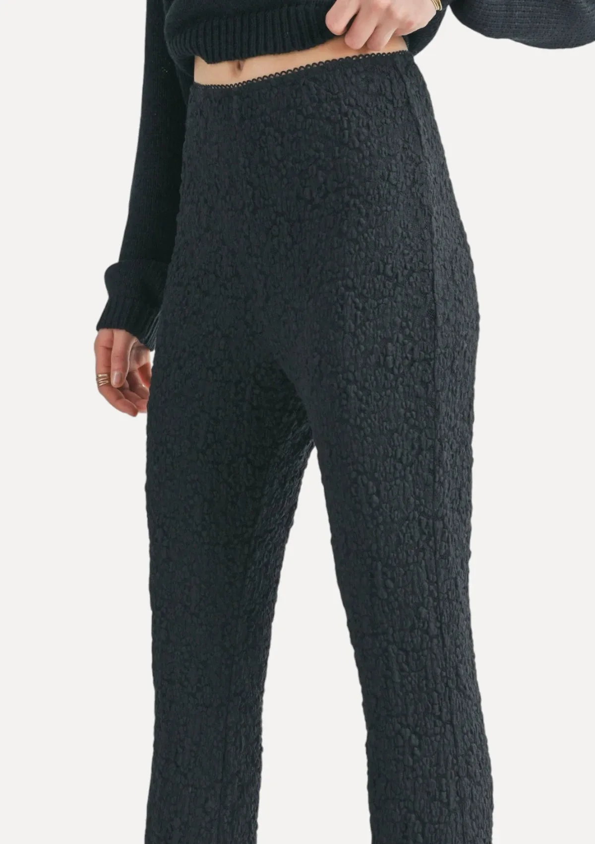 Journey Lace High Rise Flare Pants - Black