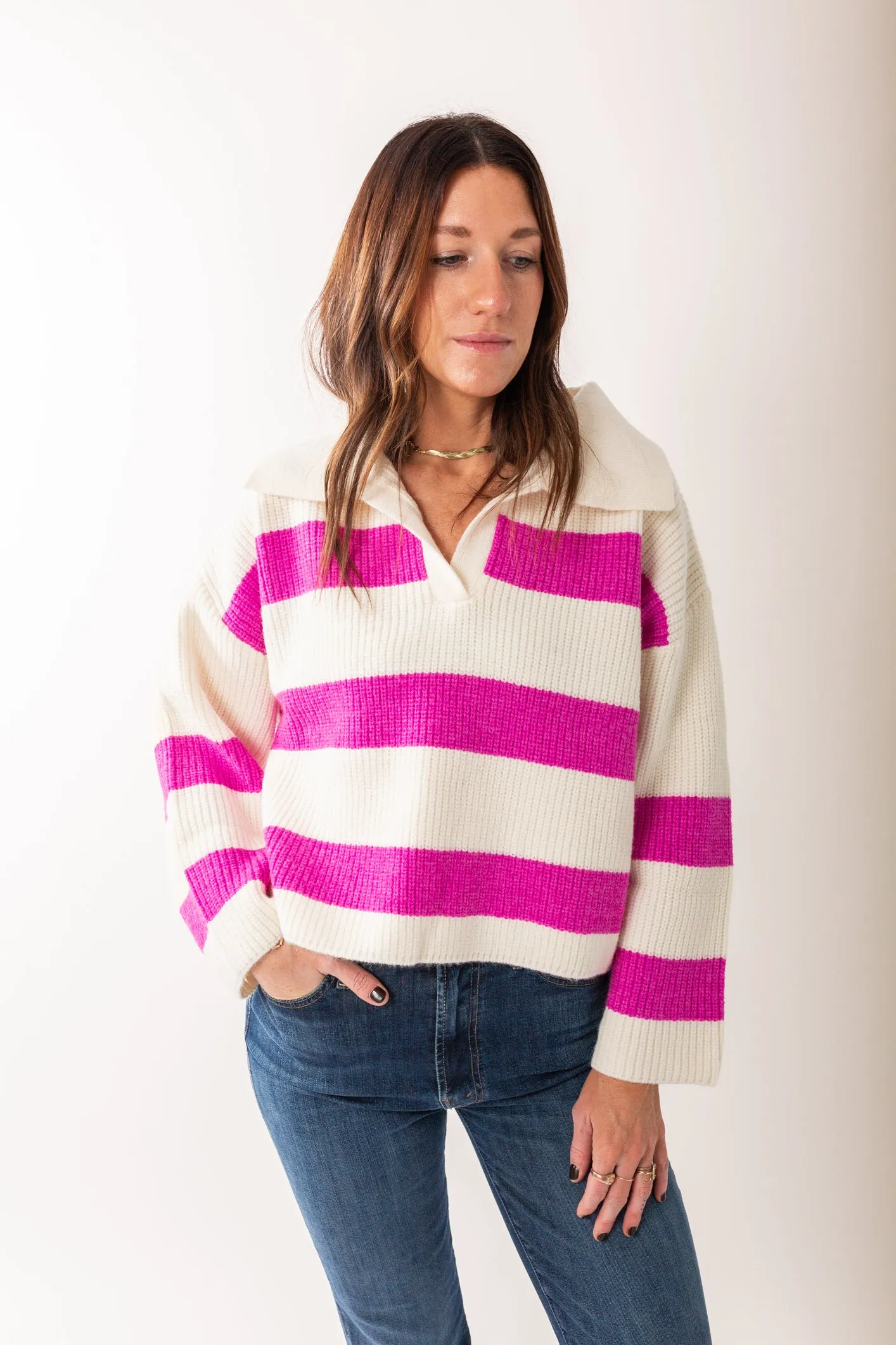 Kate Stripe Drop Shoulder Sweater