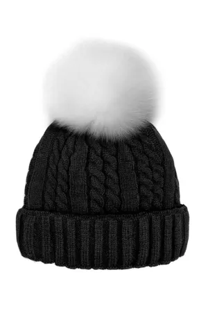 Kids Hat Electric with Blue Fox Pom (Shown with White Pom)