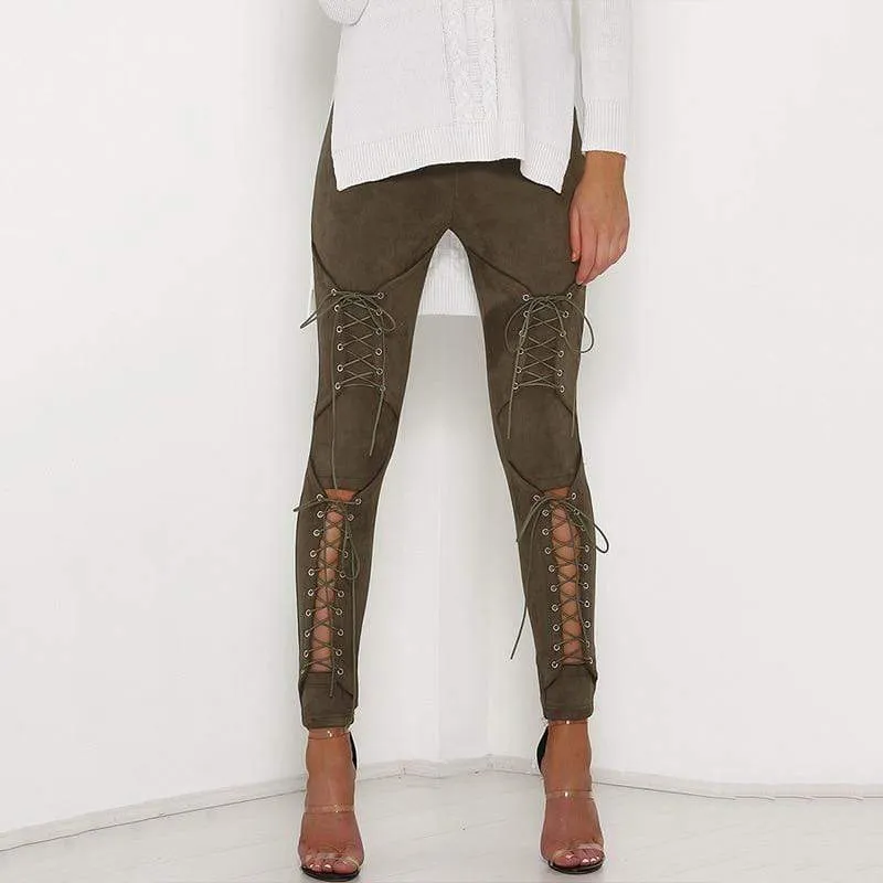 Lace Up Leather Pants