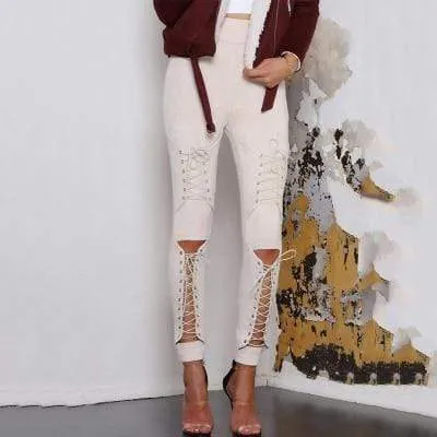 Lace Up Leather Pants