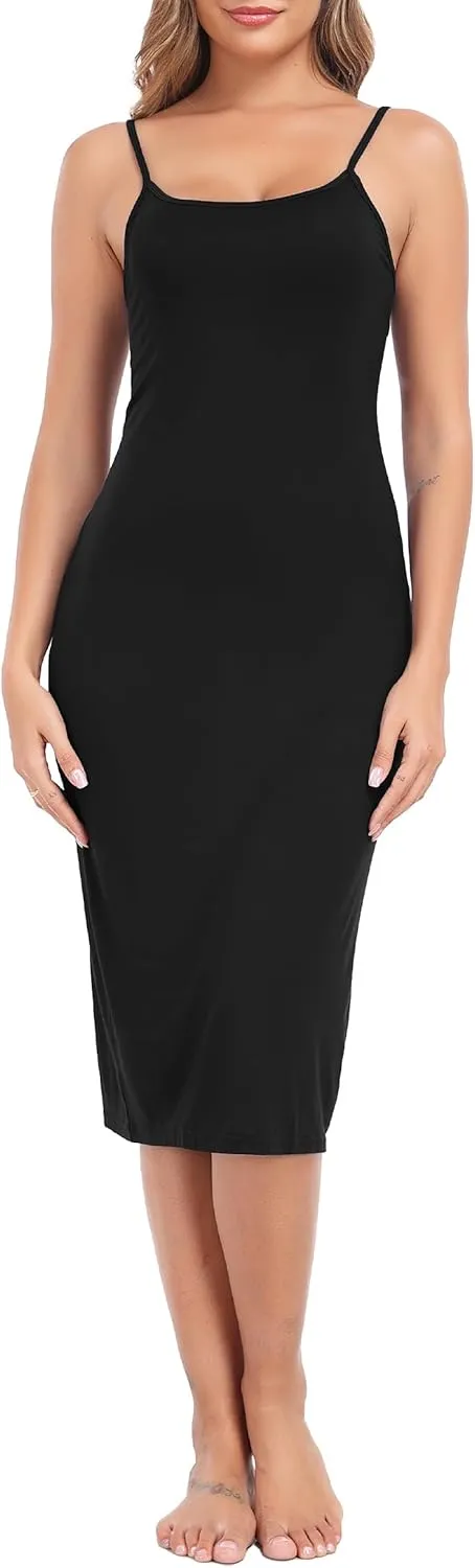 Lovasy Women's Full Slip for Under Dresses Cami Slip Mini Dress Adjustable Straps Basic Long Full Slips Nightgown S-3XL