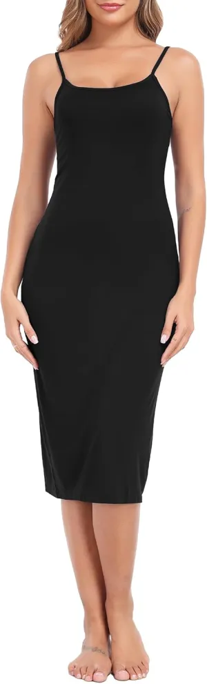 Lovasy Women's Full Slip for Under Dresses Cami Slip Mini Dress Adjustable Straps Basic Long Full Slips Nightgown S-3XL