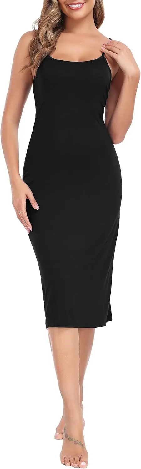 Lovasy Women's Full Slip for Under Dresses Cami Slip Mini Dress Adjustable Straps Basic Long Full Slips Nightgown S-3XL
