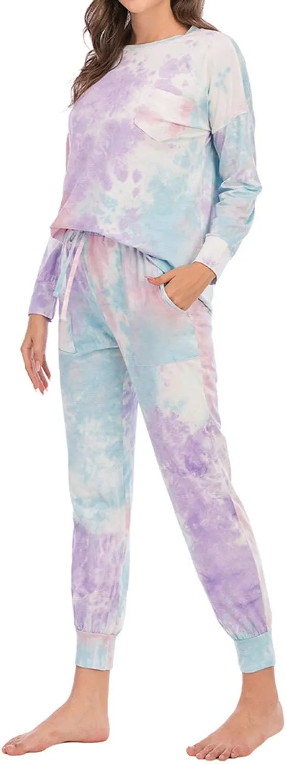 Lu's Chic Women's Lounge Sets 2 piece Pajama Long Sleeve Soft Cotton Loungewear with Pockets