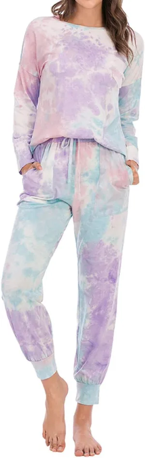 Lu's Chic Women's Lounge Sets 2 piece Pajama Long Sleeve Soft Cotton Loungewear with Pockets