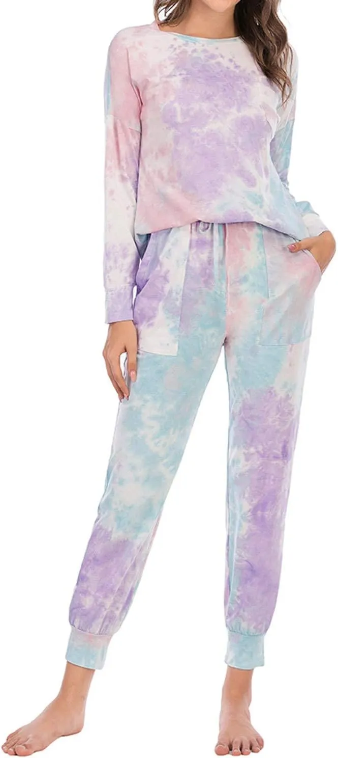 Lu's Chic Women's Lounge Sets 2 piece Pajama Long Sleeve Soft Cotton Loungewear with Pockets