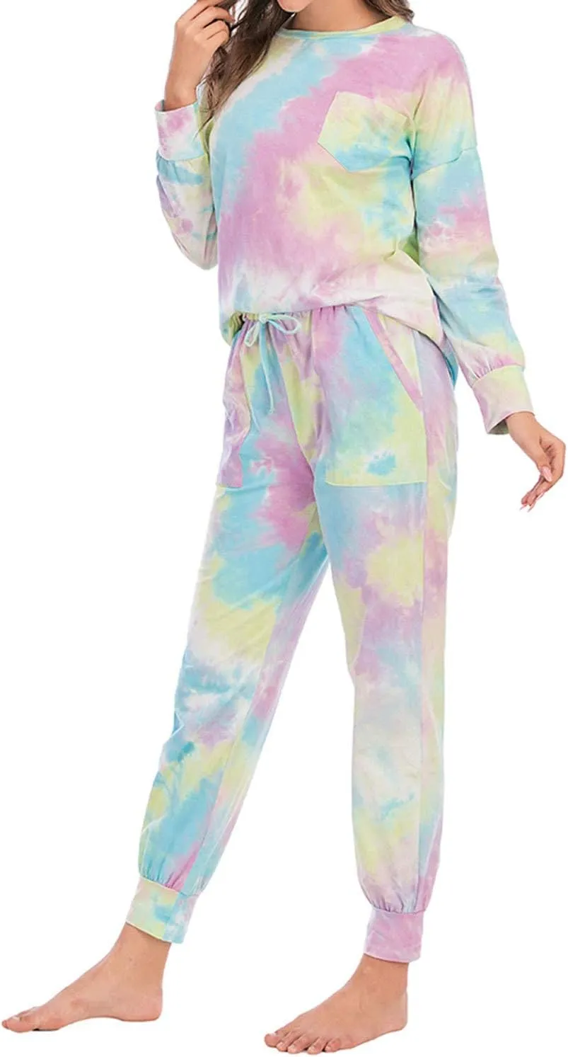 Lu's Chic Women's Lounge Sets 2 piece Pajama Long Sleeve Soft Cotton Loungewear with Pockets