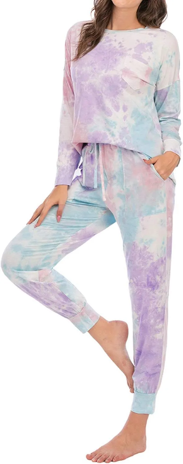 Lu's Chic Women's Lounge Sets 2 piece Pajama Long Sleeve Soft Cotton Loungewear with Pockets