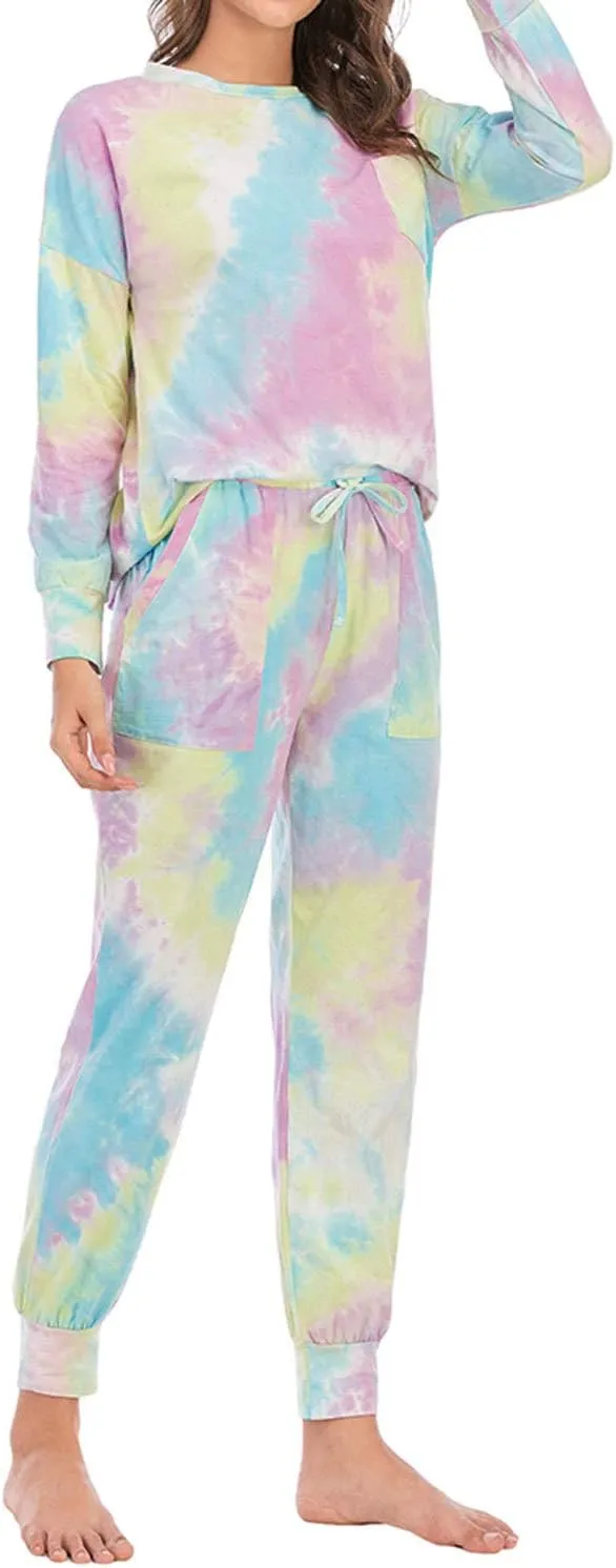 Lu's Chic Women's Lounge Sets 2 piece Pajama Long Sleeve Soft Cotton Loungewear with Pockets