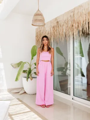 MARGARITA PANTS & CROP TOP CO-ORD - BUBBLE GUM PINK