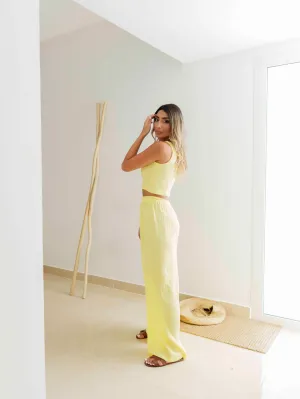 MARGARITA PANTS & CROP TOP CO-ORD -  PASTEL YELLOW