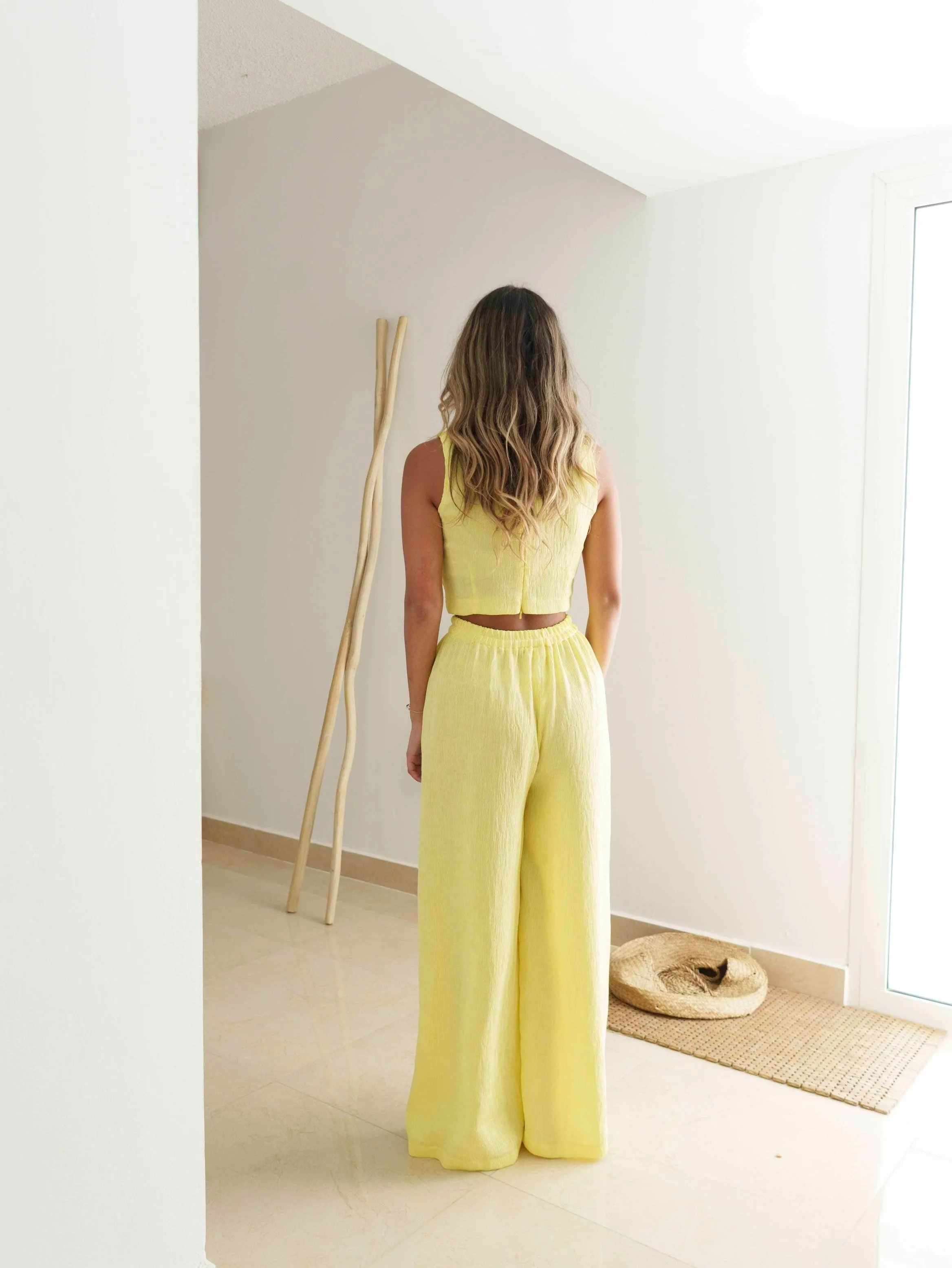 MARGARITA PANTS & CROP TOP CO-ORD -  PASTEL YELLOW